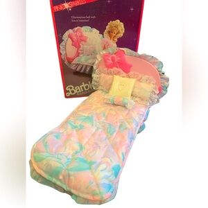 Vintage BARBIE Bed Pink Sparkles Ribbons & Roses Like New in Box Toy Dollhouse